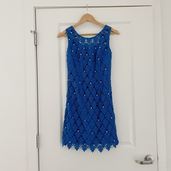 Lilly Pulitzer Crochet Wavy Shell Rhinestone Embellished Sheath Dress - Picture 2 of 6